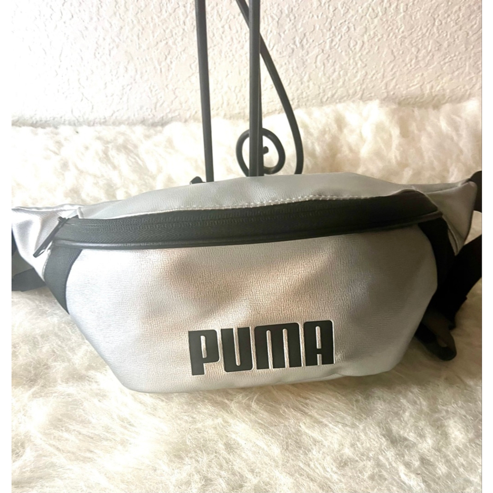 PUMA Evercat Royale PU Hip Sack Fanny Pack Waist Bag Silver with Black Trim